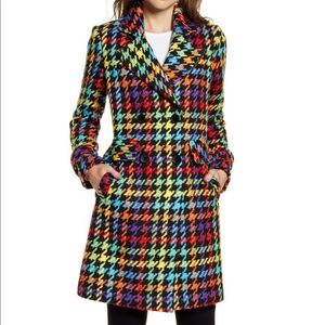 Sam Edelman Double Breasted Pop Plaid Reefer Coat
NWT Size 12